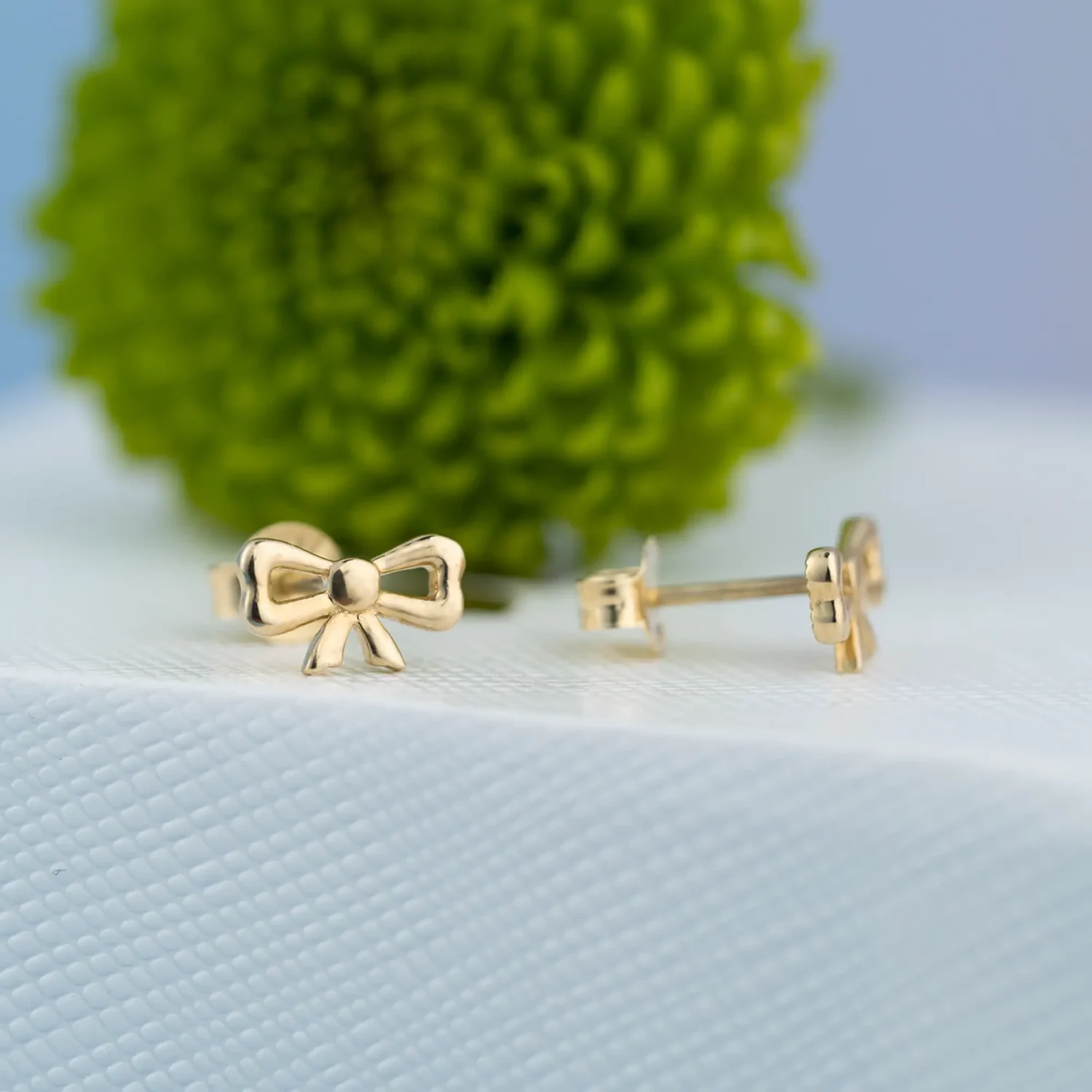 Bow Tie Stud Earrings 10mm 10K Gold - Image 5